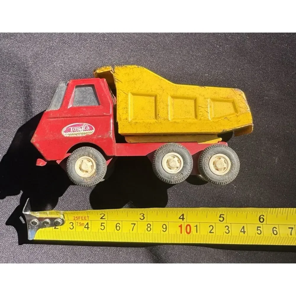 Tonka Tiny Dump Truck 1963 Red & Yellow Pressed Steel Metal Vintage -Lo14